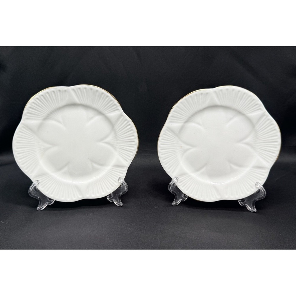 White Scalloped Porcelain Salad/Dessert Plates - Set of 2